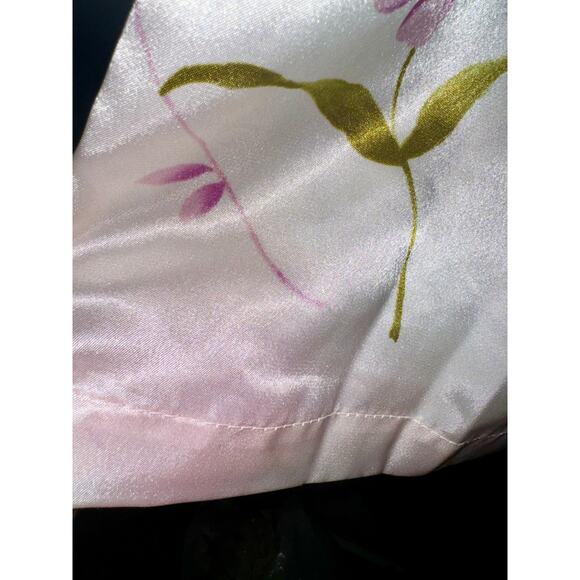 Private Luxuries Vintage Satin Robe Women Sm Floral Tulip Sleeve Pink Watercolor - Picture 10 of 10